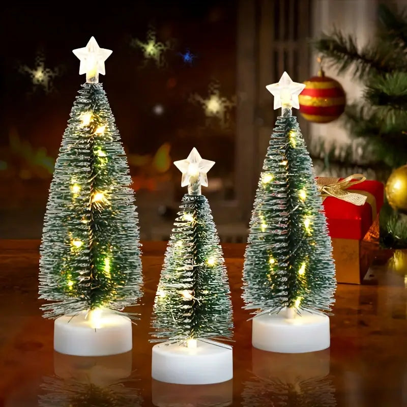 Mini Weihnachtsbäume SparkleTrees | 3er Set | LED Kupferdraht-Beleuchtung | Batteriebetrieben