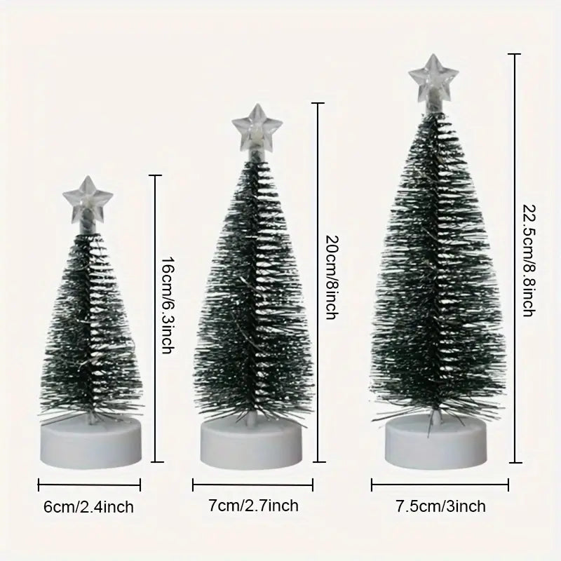 Mini Weihnachtsbäume SparkleTrees | 3er Set | LED Kupferdraht-Beleuchtung | Batteriebetrieben