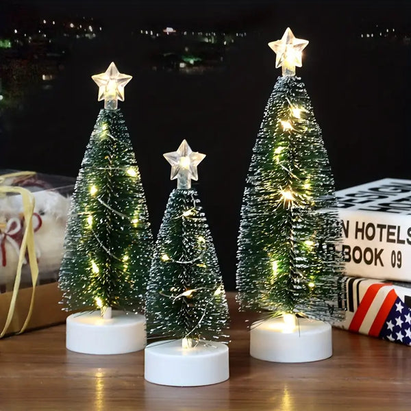 Mini Weihnachtsbäume SparkleTrees | 3er Set | LED Kupferdraht-Beleuchtung | Batteriebetrieben