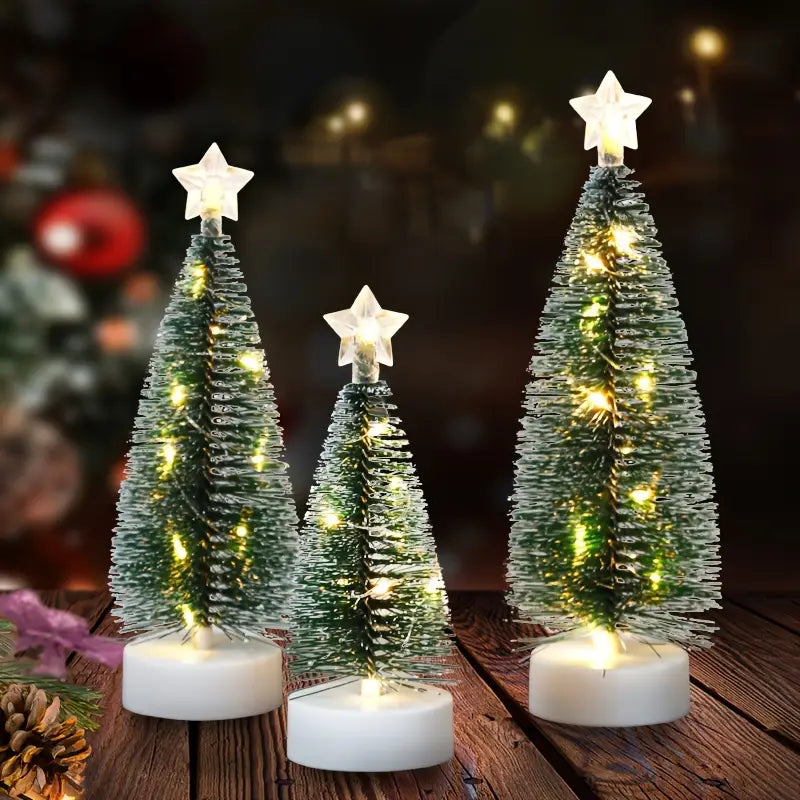 Mini Weihnachtsbäume SparkleTrees | 3er Set | LED Kupferdraht-Beleuchtung | Batteriebetrieben