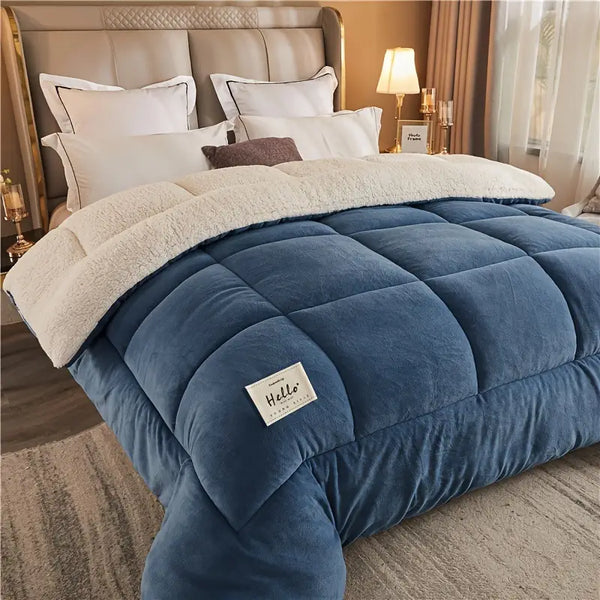 Nordura Bettdecke Winter | 3-lagig & Gesteppt | Kariertes Design | Warm & Pflegeleicht