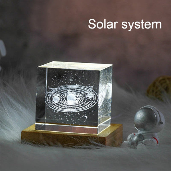 Celestara 3D Galaxy Kristallwürfel | Mit Aufladbarer LED-Lichtbasis | Magische Wohn-Dekoration & Geschenkidee