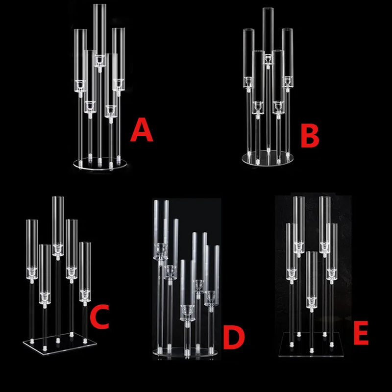 Claréa Acryl-Kerzenhalter | 5-armig & Kristallklar | Tischdekoration für Hochzeit, Party & Jubiläum | 30×28 cm