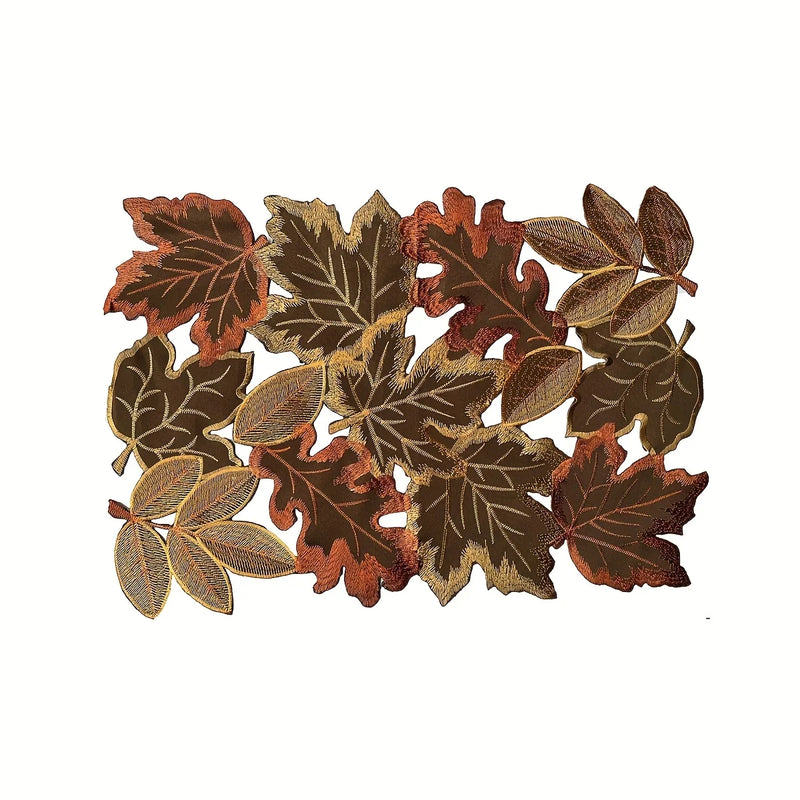 HarvestLeaf Tischläufer | Besticktes Ahornblatt-Design | Herbstdeko im Landhausstil