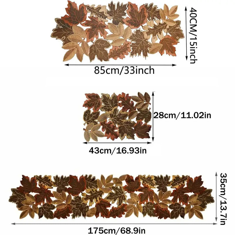 HarvestLeaf Tischläufer | Besticktes Ahornblatt-Design | Herbstdeko im Landhausstil