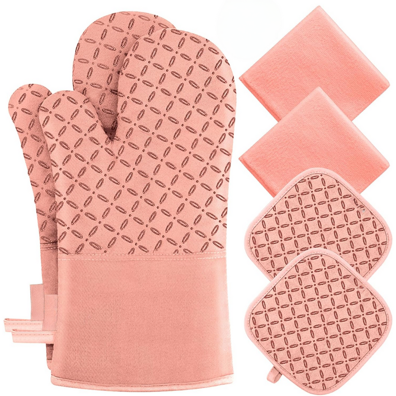 Ofenhandschuh-Set HeatGuard Pro | 6-teilig | Hitzebeständig bis 260 °C | Rutschfestes Silikon | Extra lang