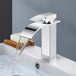 Wasserfall-Waschtischarmatur Aqualis Noir | Edelstahl | Heiß- & Kaltwasser | Für Bad & Gäste-WC