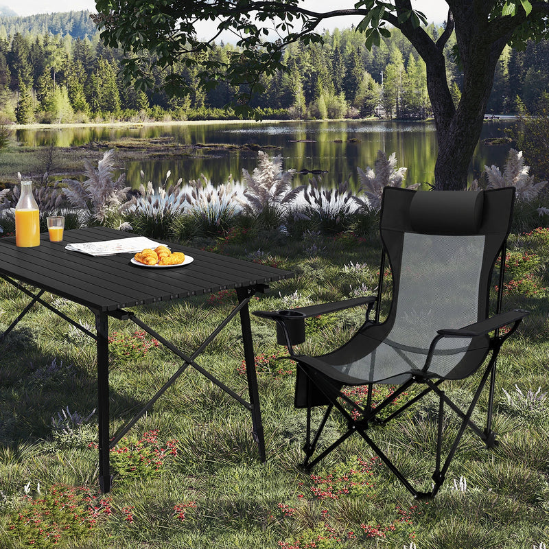 CAMPURE Relax Liegestuhl | Verstellbar & Klappbar | Mit Fußstütze | Ultraleicht & Tragbar – Schwarz/Grau