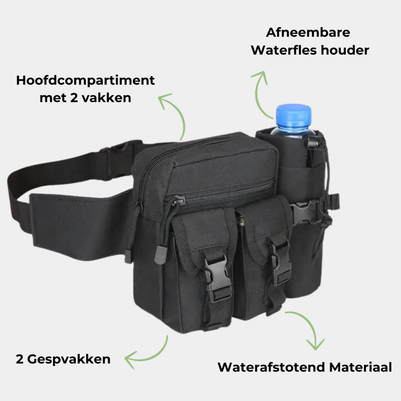 WanderHüfttasche | Wasserabweisend & Leicht | Mit Flaschenhalter | Verstellbar bis 118 cm