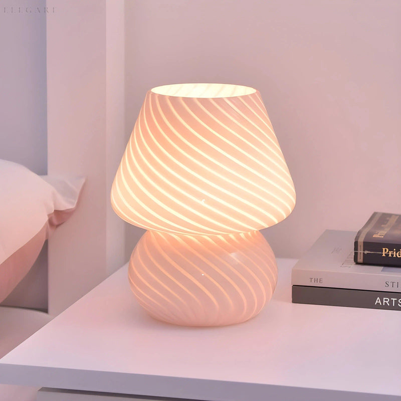 Lunivio LED Pilz-Tischlampe Glas | Retro 70er Look | Dimmbare Lichtmodi | 19 cm Höhe | In 5 Farben