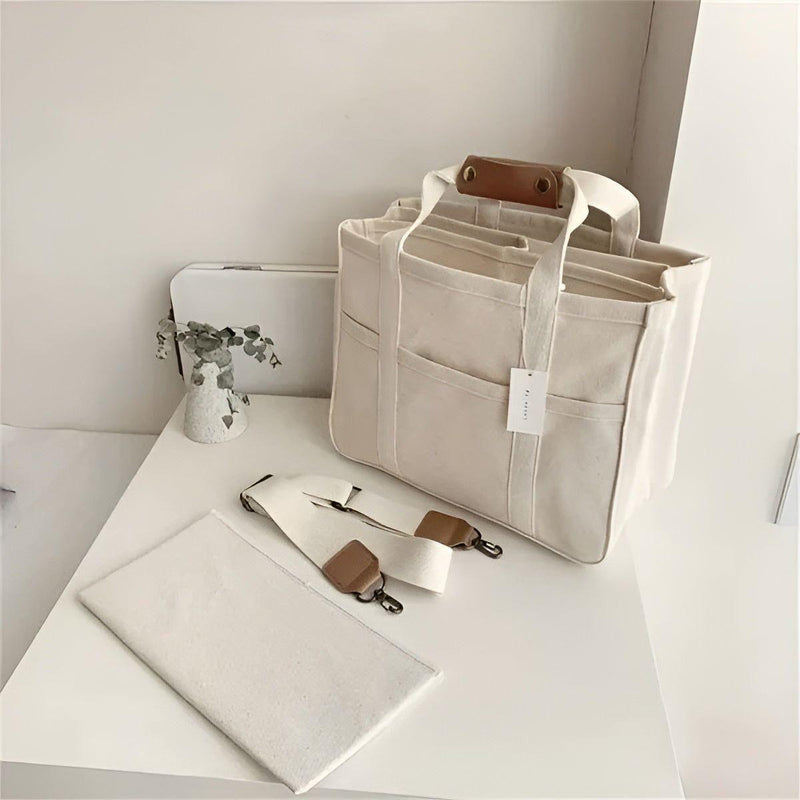 Tavolaé Canvas Tote Bag | Vielseitig & Robust | Leicht & Geräumig | In Beige oder Schwarz