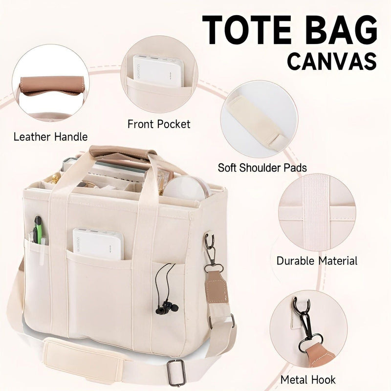 Tavolaé Canvas Tote Bag | Vielseitig & Robust | Leicht & Geräumig | In Beige oder Schwarz
