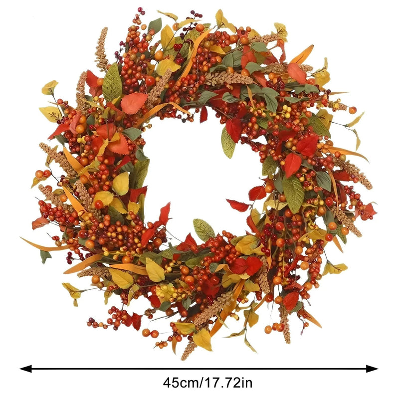 Herbstkranz Autumnia | Rattan & Naturgetreue Blätter | Tür- & Wanddeko | 35–45 cm