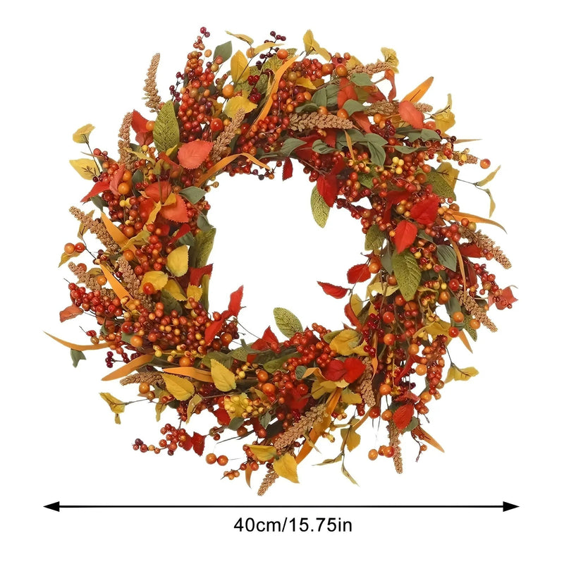Herbstkranz Autumnia | Rattan & Naturgetreue Blätter | Tür- & Wanddeko | 35–45 cm