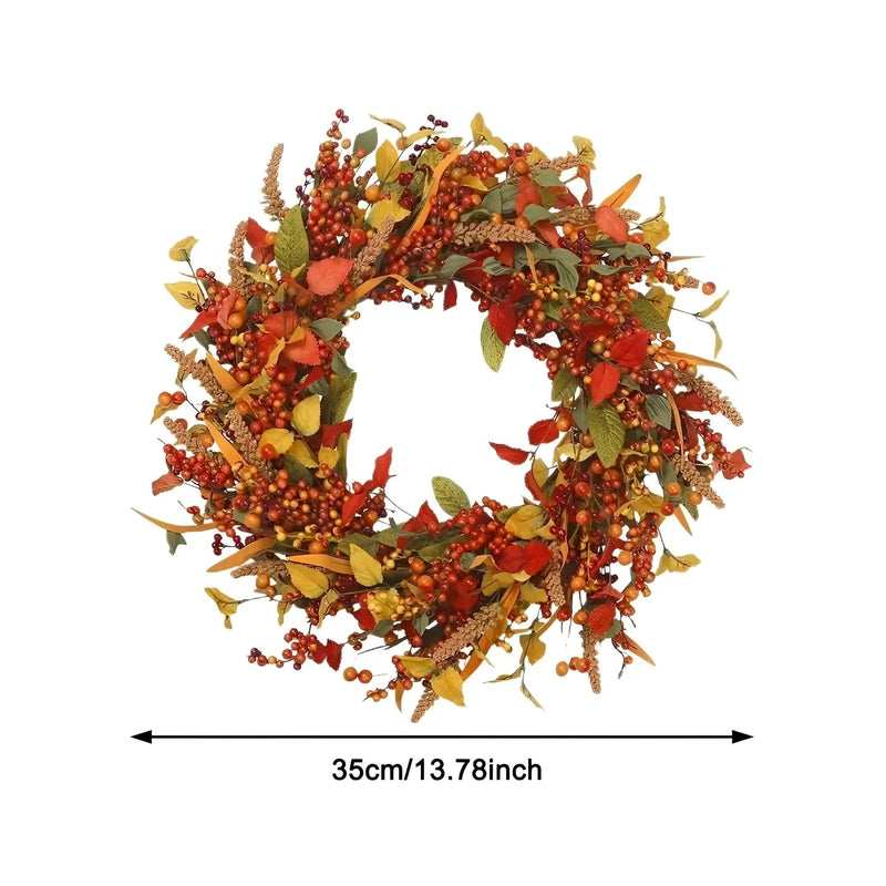 Herbstkranz Autumnia | Rattan & Naturgetreue Blätter | Tür- & Wanddeko | 35–45 cm