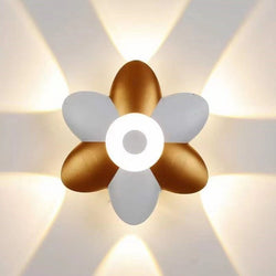 Lumafleur LED Wandleuchte Außen | Wasserdicht & Energiesparend | Blumen-Design | 2 Größen | Schwarz/Weiß-Gold