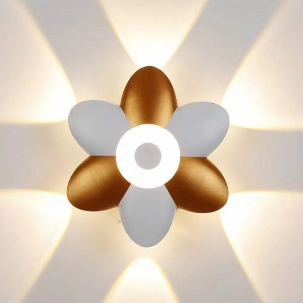 Lumafleur LED Wandleuchte Außen | Wasserdicht & Energiesparend | Blumen-Design | 2 Größen | Schwarz/Weiß-Gold