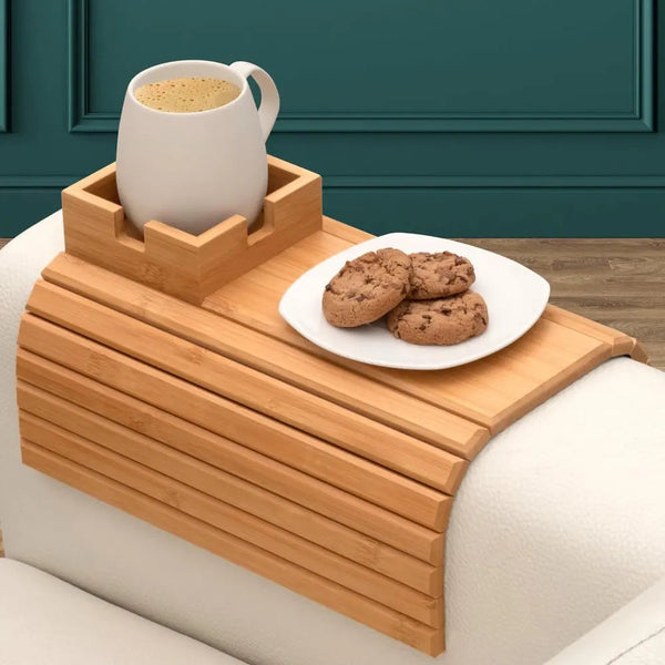 CouchMate – Das Bambus-Armlehnen-Tablett!