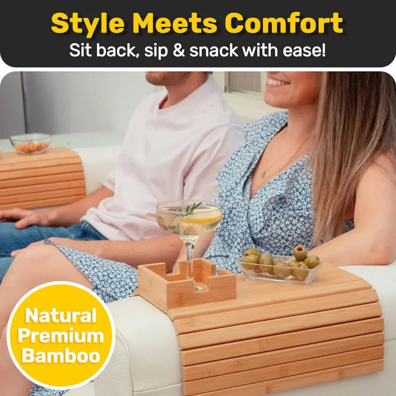CouchMate – Das Bambus-Armlehnen-Tablett!