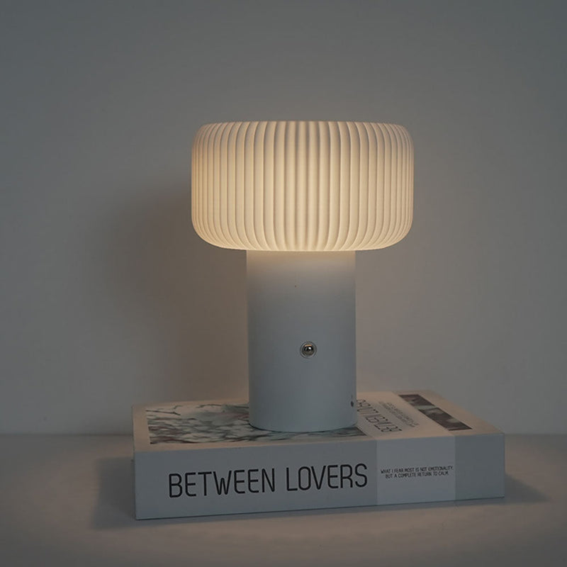 Myllumina Pilz Tischlampe LED | Touch-Steuerung & Warmweißes Licht | Modernes Design | Metall & Acryl | Weiß, Schwarz, Orange