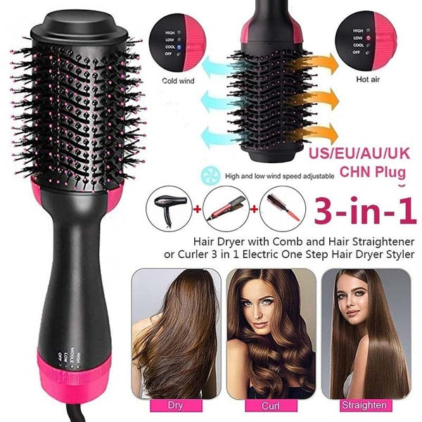 Hairveria Heißluftbürste 3-in-1 | Föhnen, Glätten & Stylen | Anti-Frizz & Volumen | 1000W Ionen-Technologie