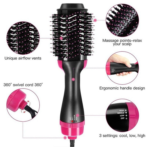 Hairveria Heißluftbürste 3-in-1 | Föhnen, Glätten & Stylen | Anti-Frizz & Volumen | 1000W Ionen-Technologie