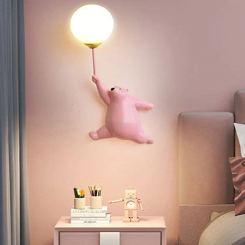 Kinder-Wandleuchte LUMIBÄR | Cartoon-Design mit 3D-Mond | Sanftes Nachtlicht | 19×36 cm