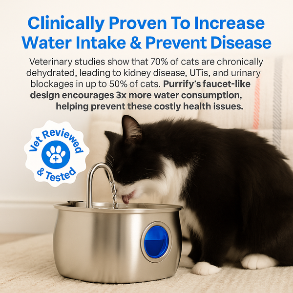 Felindra Katzen Trinkbrunnen aus Edelstahl | Fließendes Wasser für bessere Hydration | Leise & Hygienisch | 2,5 L Fassungsvermögen
