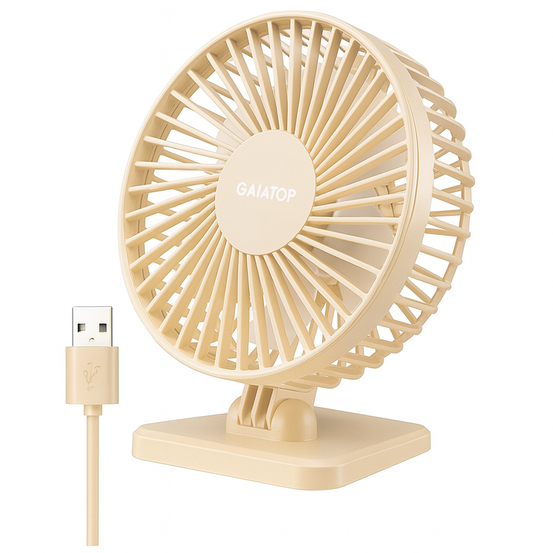 Brisano USB Tischventilator | 3 Geschwindigkeiten | Kompakt & Leise | Ideal für Büro, Auto & Reisen