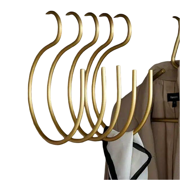Formessé S-Form Kleiderbügel Set (5 Stück) | Platzsparend & Knitterfrei | Mattgold oder Silber | 20 × 25 cm