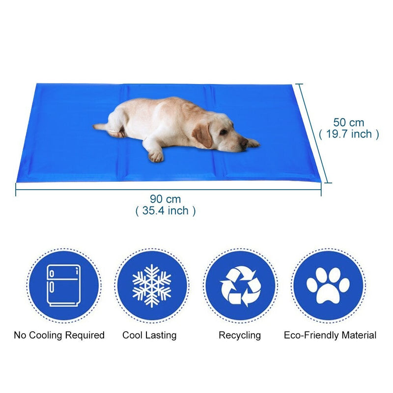 FrescuraPet Kühlmatte für Hunde & Katzen | Selbstkühlend & Gelenkschonend | Faltbar & Tragbar | 5 Größen | Blau