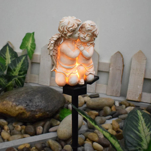 Solar Engel-Lampe SERAFINA | Warmweißes LED-Licht | Wetterfestes Kunstharz | 45x15x7,5 cm