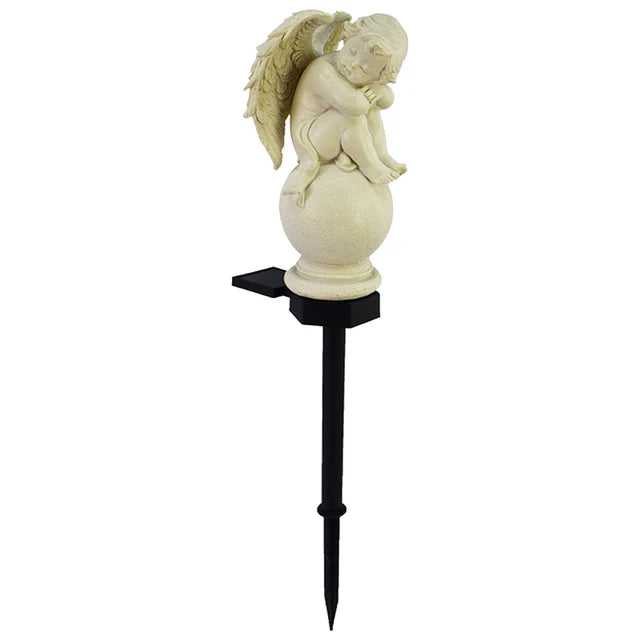 Solar Engel-Lampe SERAFINA | Warmweißes LED-Licht | Wetterfestes Kunstharz | 45x15x7,5 cm