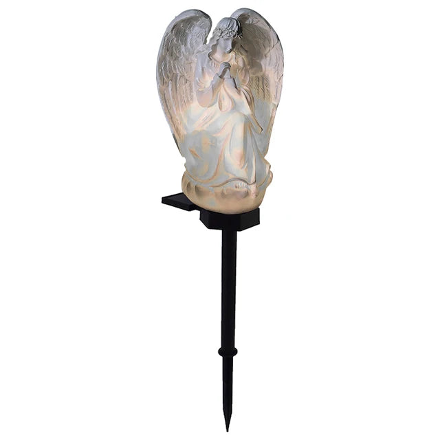Solar Engel-Lampe SERAFINA | Warmweißes LED-Licht | Wetterfestes Kunstharz | 45x15x7,5 cm