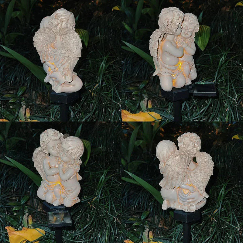 Solar Engel-Lampe SERAFINA | Warmweißes LED-Licht | Wetterfestes Kunstharz | 45x15x7,5 cm