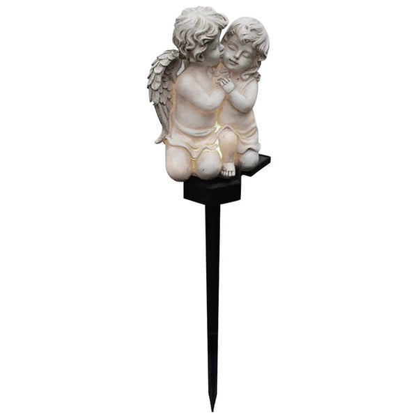 Solar Engel-Lampe SERAFINA | Warmweißes LED-Licht | Wetterfestes Kunstharz | 45x15x7,5 cm