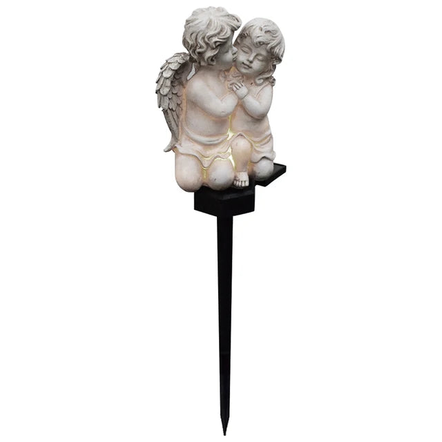 Solar Engel-Lampe SERAFINA | Warmweißes LED-Licht | Wetterfestes Kunstharz | 45x15x7,5 cm