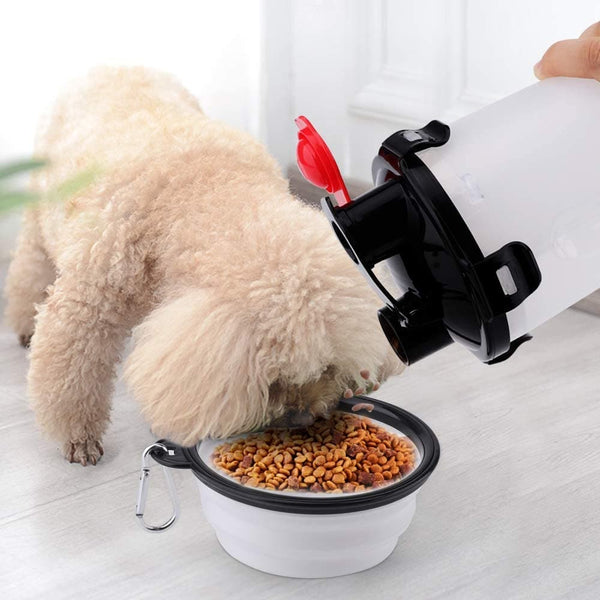 Trinkflasche PawSip 2-in-1 | Für Hunde | Mit Snackfach & Rücklauf-Funktion | BPA-frei & Auslaufsicher