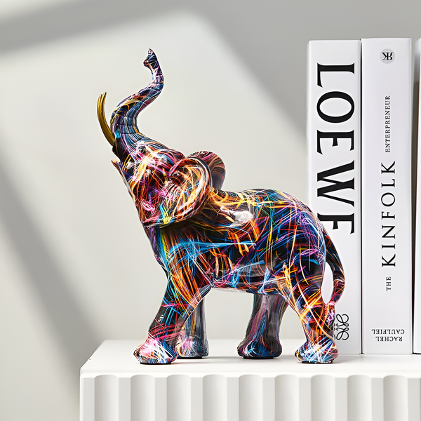ColoroElefante Skulptur | Abstrakter Elefant | Handgefertigte Deko | Bunte Eyecatcher-Figur