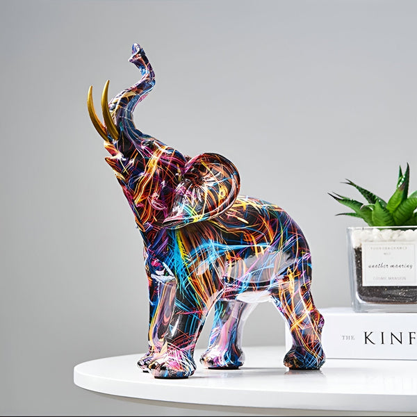 ColoroElefante Skulptur | Abstrakter Elefant | Handgefertigte Deko | Bunte Eyecatcher-Figur