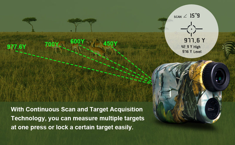 Laser-Entfernungsmesser TERRAVIEW 1000 | Bis 1000 m Reichweite | Camouflage-Design | Wasserdicht & Wiederaufladbar | Für Jagd & Outdoor