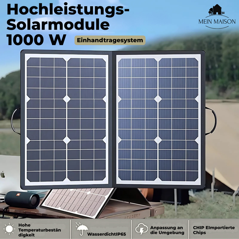 SolaraX 1000W Faltbares Solarpanel Kit | Komplettset mit MPPT & USB/Type-C | Für Camping, Auto, Boot & Caravan