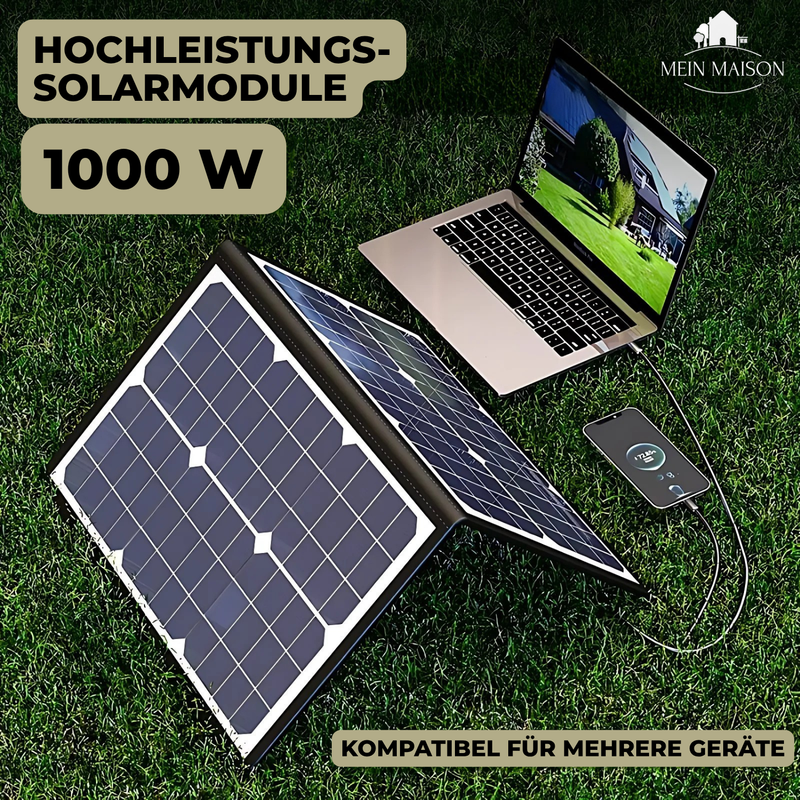 SolaraX 1000W Faltbares Solarpanel Kit | Komplettset mit MPPT & USB/Type-C | Für Camping, Auto, Boot & Caravan