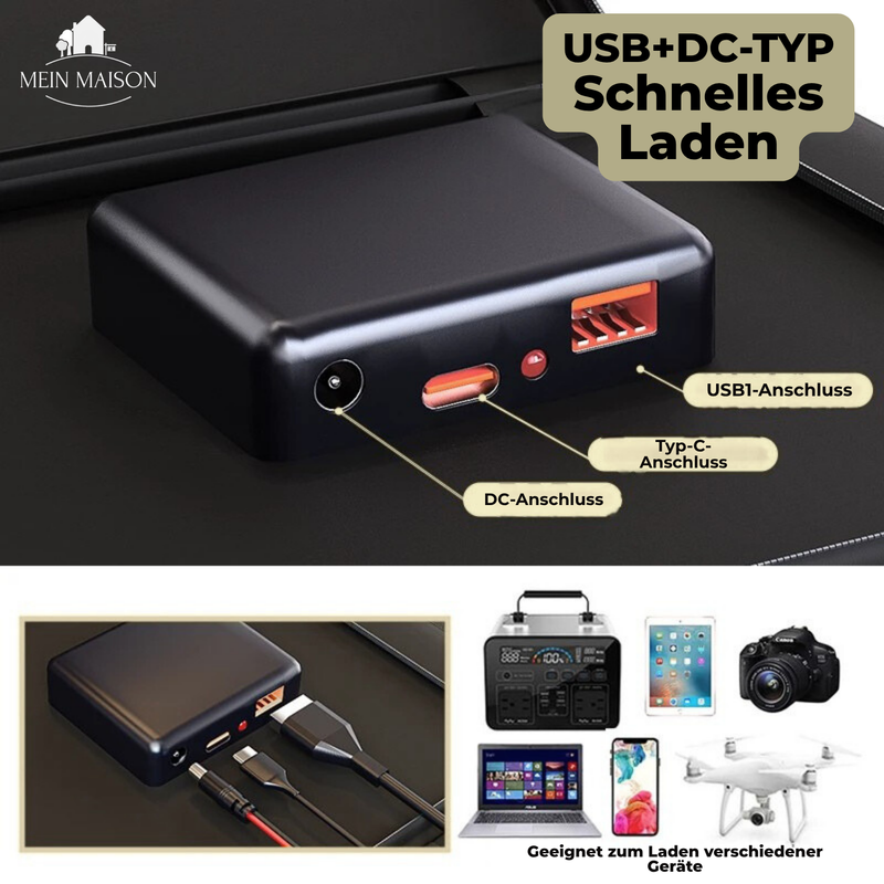 SolaraX 1000W Faltbares Solarpanel Kit | Komplettset mit MPPT & USB/Type-C | Für Camping, Auto, Boot & Caravan