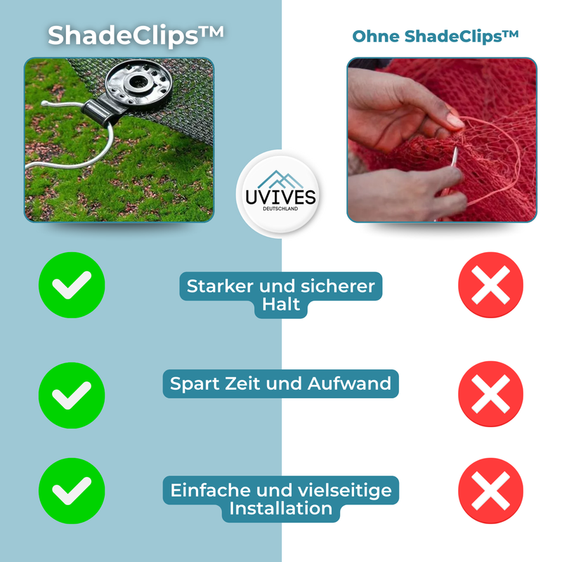 20+20 GRATIS | ShadeClips – Die einfache Lösung zur sicheren Befestigung von Schattiernetzen