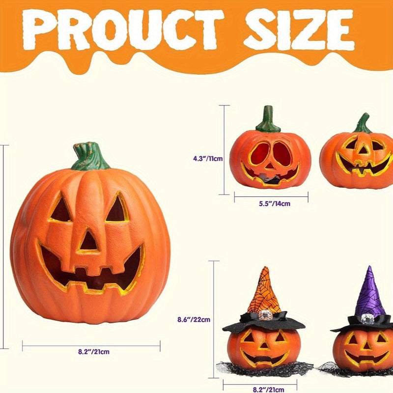 Ignora Halloween Kürbis Set | Leuchtende Deko-Kürbisse | Batteriebetrieben & Kabellos | Für Innen & Außen