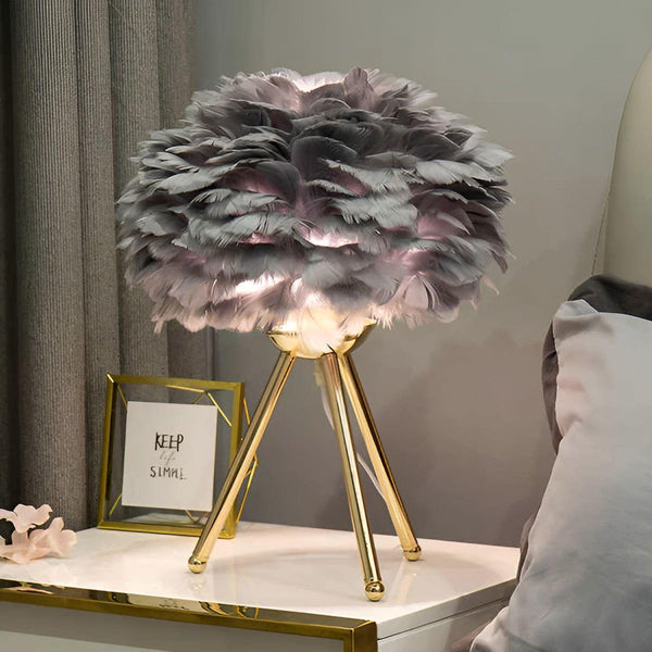 Plumalux Tischlampe mit Gänsefedern | Dimmbar & Elegant | Warmes Licht & Luxuriöses Design