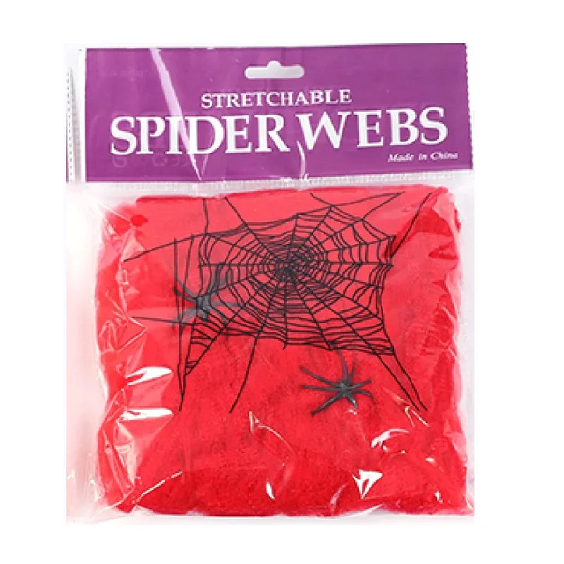 Halloween-Spinnennetz Deko CreepyWeb | Dehnbare Kunst-Spinnweben | Gruselige Party- & Hausdeko | Weiß