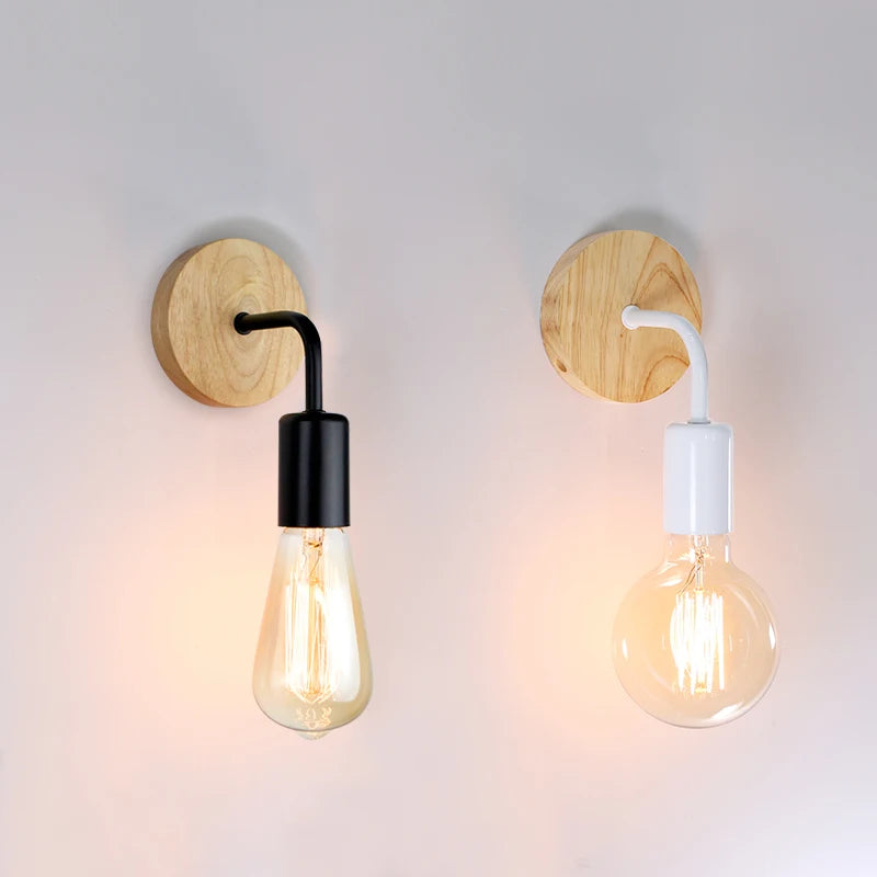 Retro Wandleuchte Holz & Eisen | E27 Fassung | Vintage Design | 15–30 m²