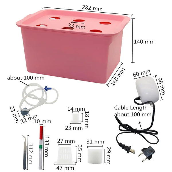 HYDROGROW 6-Loch Indoor Hydroponik-System | Komplett-Set mit Luftpumpe & Netzbechern | Für schnelles & sauberes Pflanzenwachstum – 220V